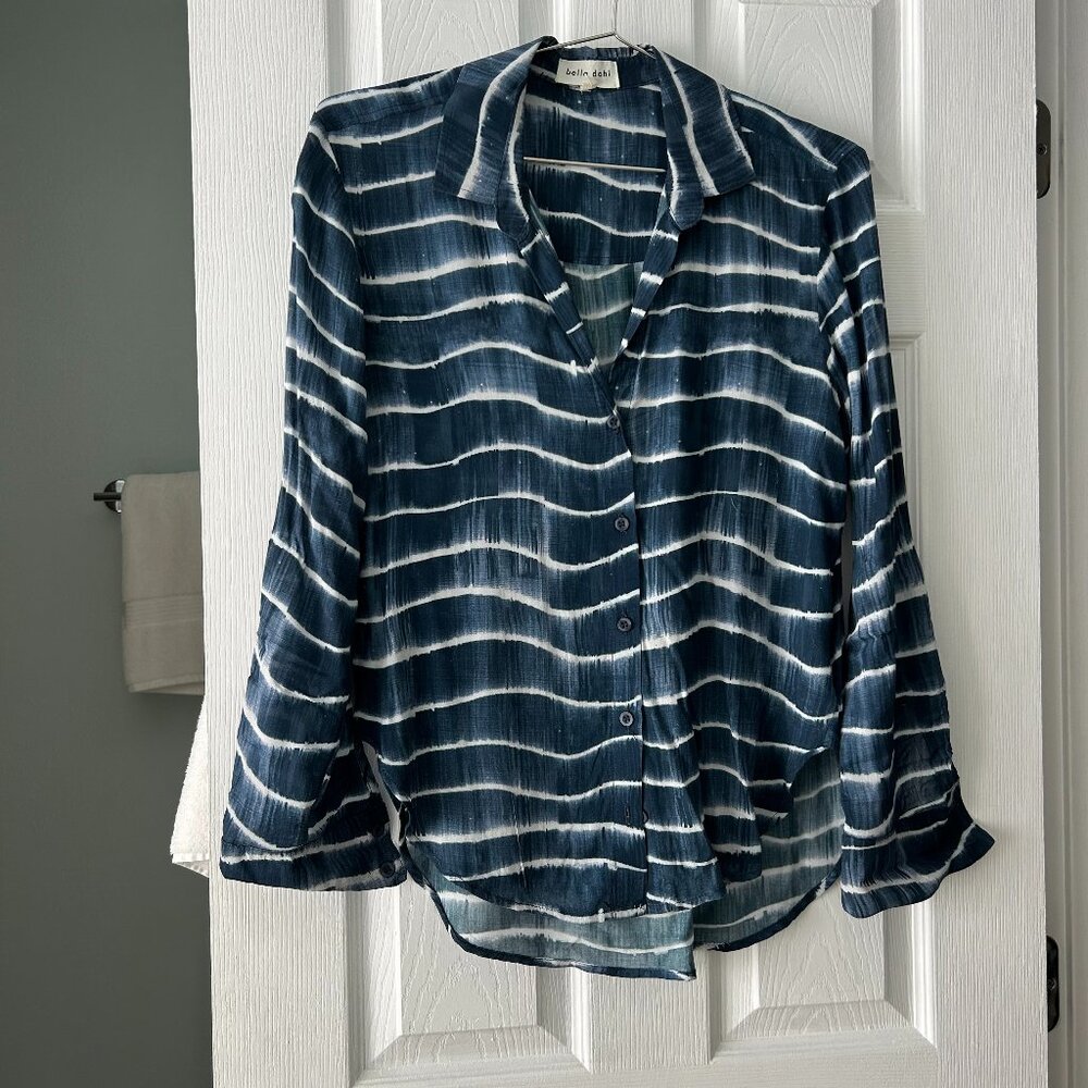 Bella Dahl Navy & White long sleeve blouse, S